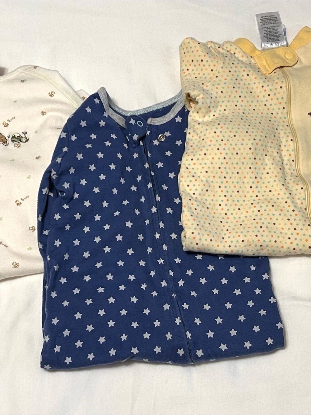 6-9 month Sleeper Pajamas Footed 3 pieces Blue Stars & Yellow Pooh - Like New!